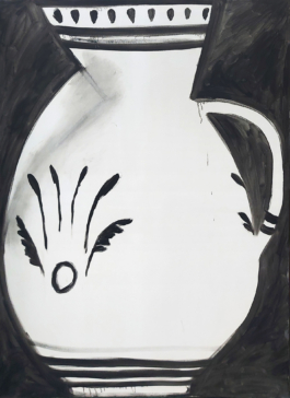 Malerei in schwarz weiß mit einem Krug