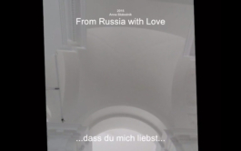 Still of a white ceiling with the title from russia in love. Anna Slobodnik, 2015. 