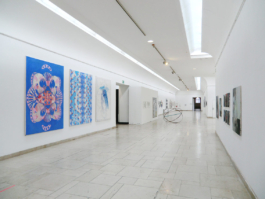 Huge hallway with an exhibition view. UdK Berlin 2016. 