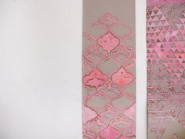 Two pink patterned wallpaper panels. Anna Slobodnik 2015. 
