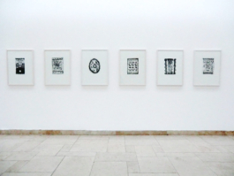 Six framed lithograps of black carpets. Anna Slobodnik, 2017. 