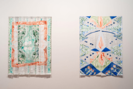 Two paintings of ornaments, one more like a carpet, the other one more like a tapestry. 