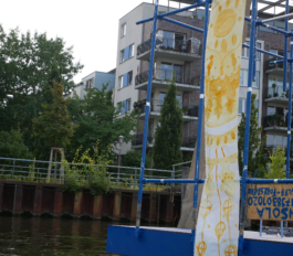 Yellow patterns on a raft. 