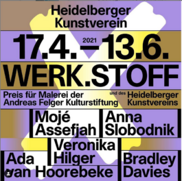 Flyer des Werk.Stoff-Preises für Malerei im Heidelberger Kunstverein. Eine der Nominierten: Anna Slobodnik.