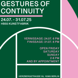 A Green and Pink Flyer for the exhibition Gestures of continuity