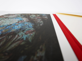 A close up of a photograph from a blanket. 