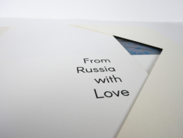 The title From Russia with Love as a close up. 